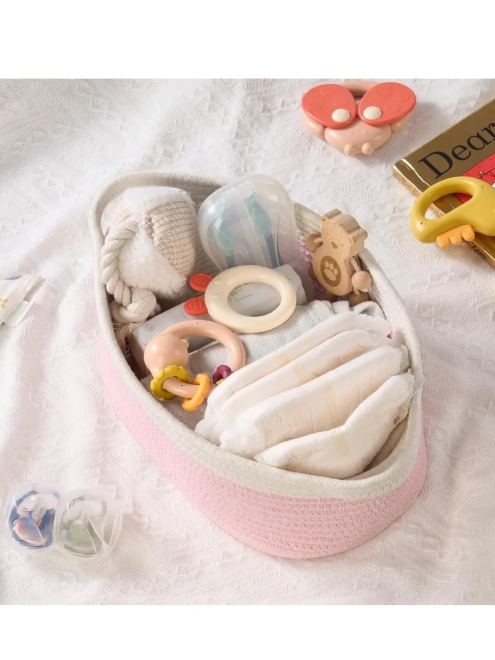Organizer Small Woven Gift Easter Basket Empty with Bag & Ribbon 12